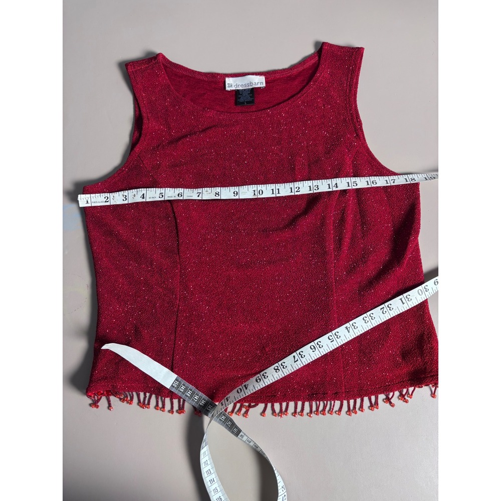 Dress Barn‎ Red Sparkle Glitter Knit Two Piece Set Top Cardigan Women's L - Picture 9 of 11